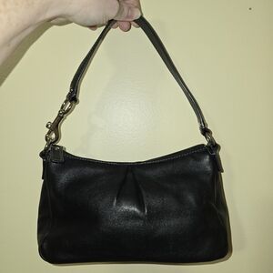 Coach Small Baguette Demi Style Black Leather Shoulder Bag